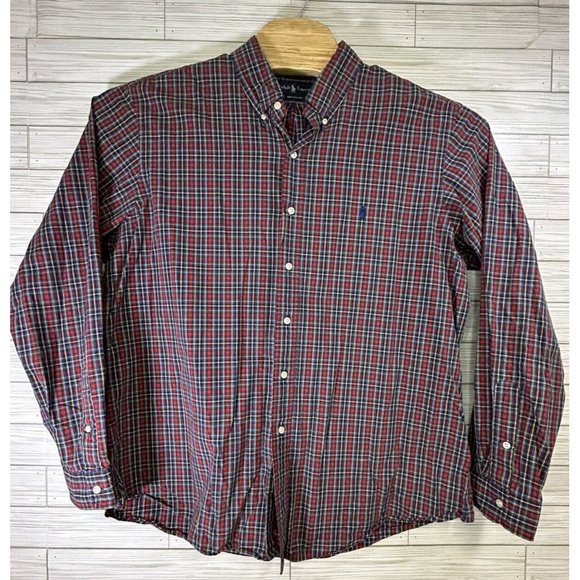 Ralph Lauren Men's Blue Red Yellow Multicolor Plaid Check 2XL Custom Fit Cotton - Picture 2 of 8